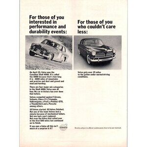 1964 Volvo 122S 2 Door Vintage Print Ad Canadian Shell 4000 Race 60s Wall Art